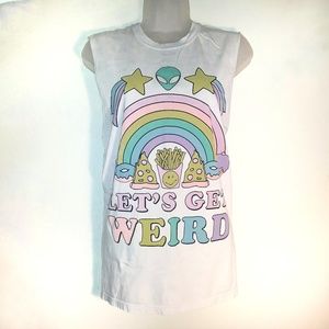 Lets Get Weird Pastel Tee Shirt Alien Pizza Fries